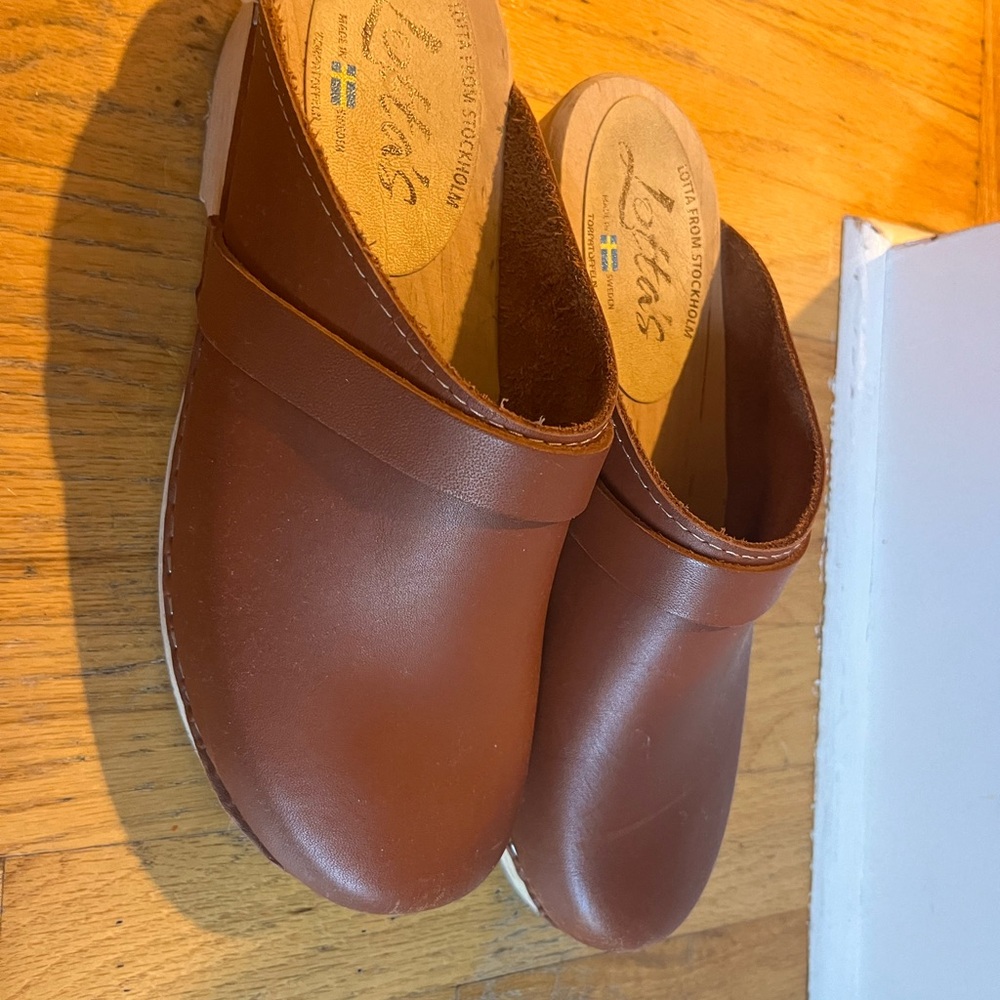 Lotta From Stockholm Brown Leather Clogs - Picture 3 of 5